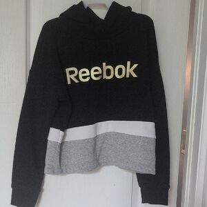 Reebok Black and Gray Hoodie with Gold Logo